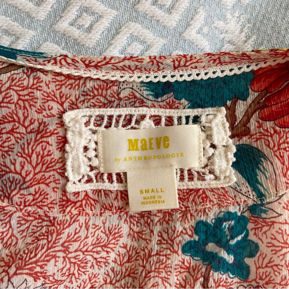 Anthropologie Maeve Adelaide Sheer Floral Wrap Dress - Picture 14 of 16
